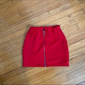 red zip up skirt